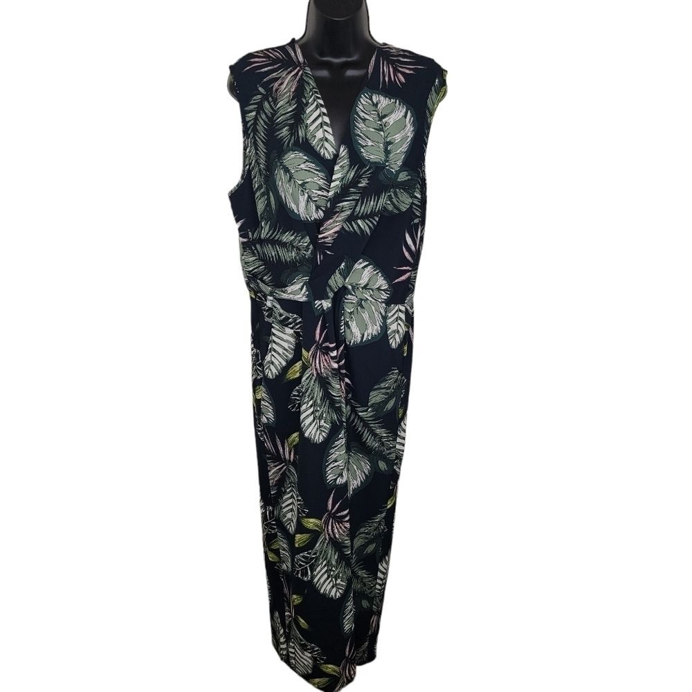 Mlle Gabrielle tropical floral Palm print jumpsuit size XL